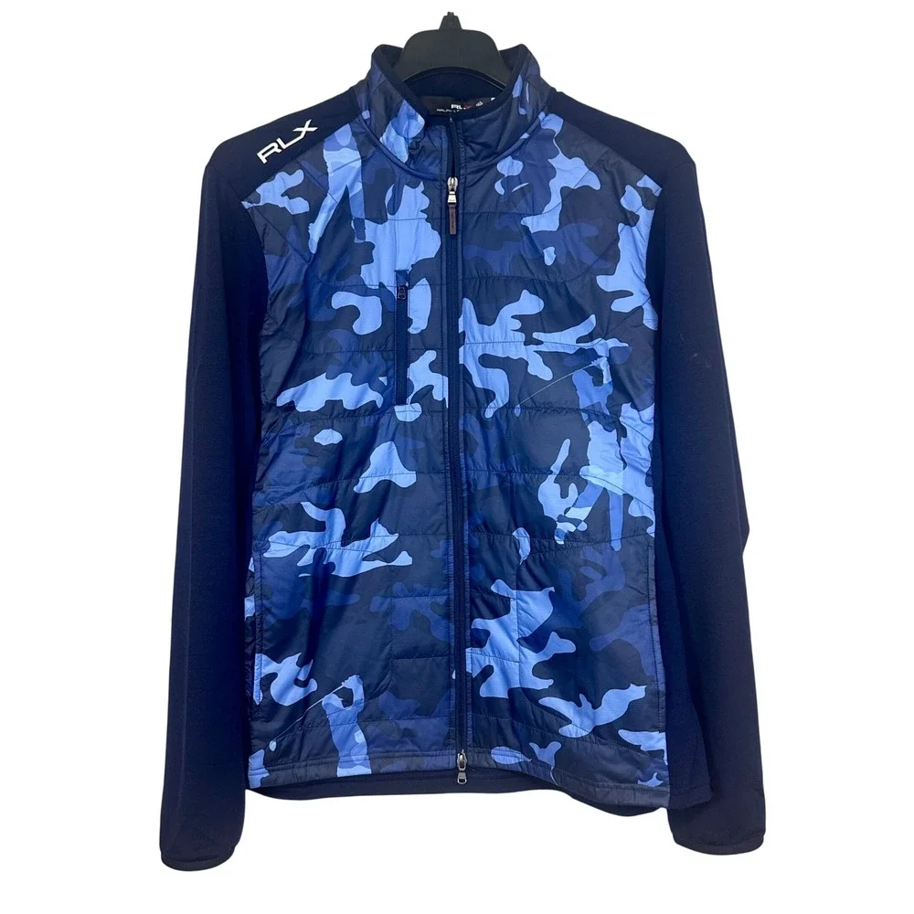 RLX Ralph Lauren Mens Blue Camo Hybrid Full Zip Quilted Golf Jacket XL‎ NWT